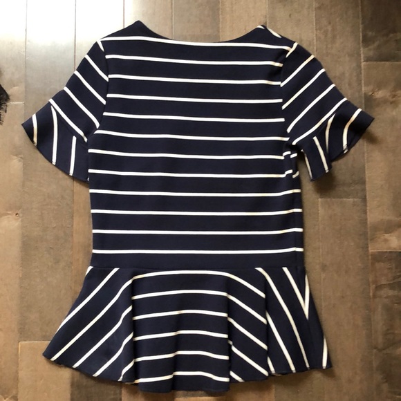 J Crew Navy & White Stripper Shortsleeved Shirt - Picture 2 of 5